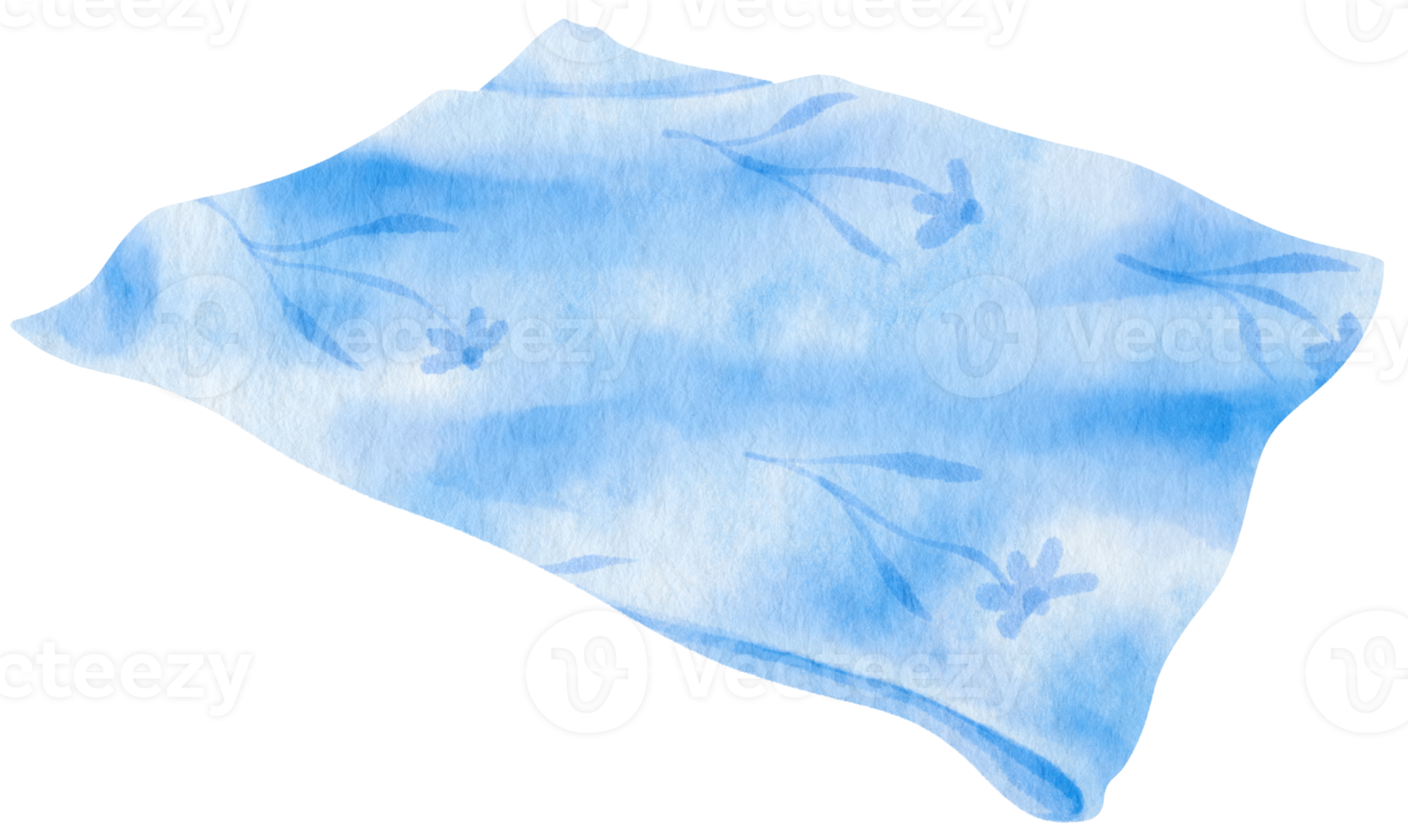 Blue Beach towel and picnic blanket watercolor illustration png
