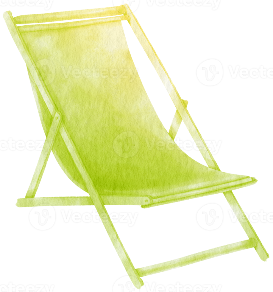 illustration aquarelle de chaise de plage verte pour élément décoratif d'été png