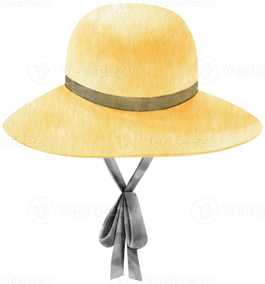 Cute Yellow Hat watercolor illustration for Summer Decorative Element