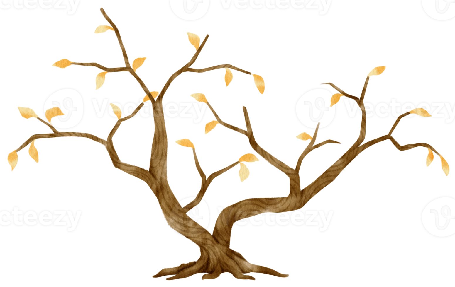 herfstboom met gele bladeren aquarel illustratie voor decoratief element png