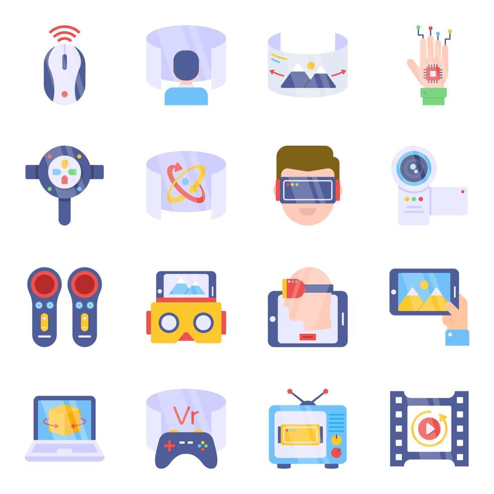 Pack of VR and Ar Flat Icons vector