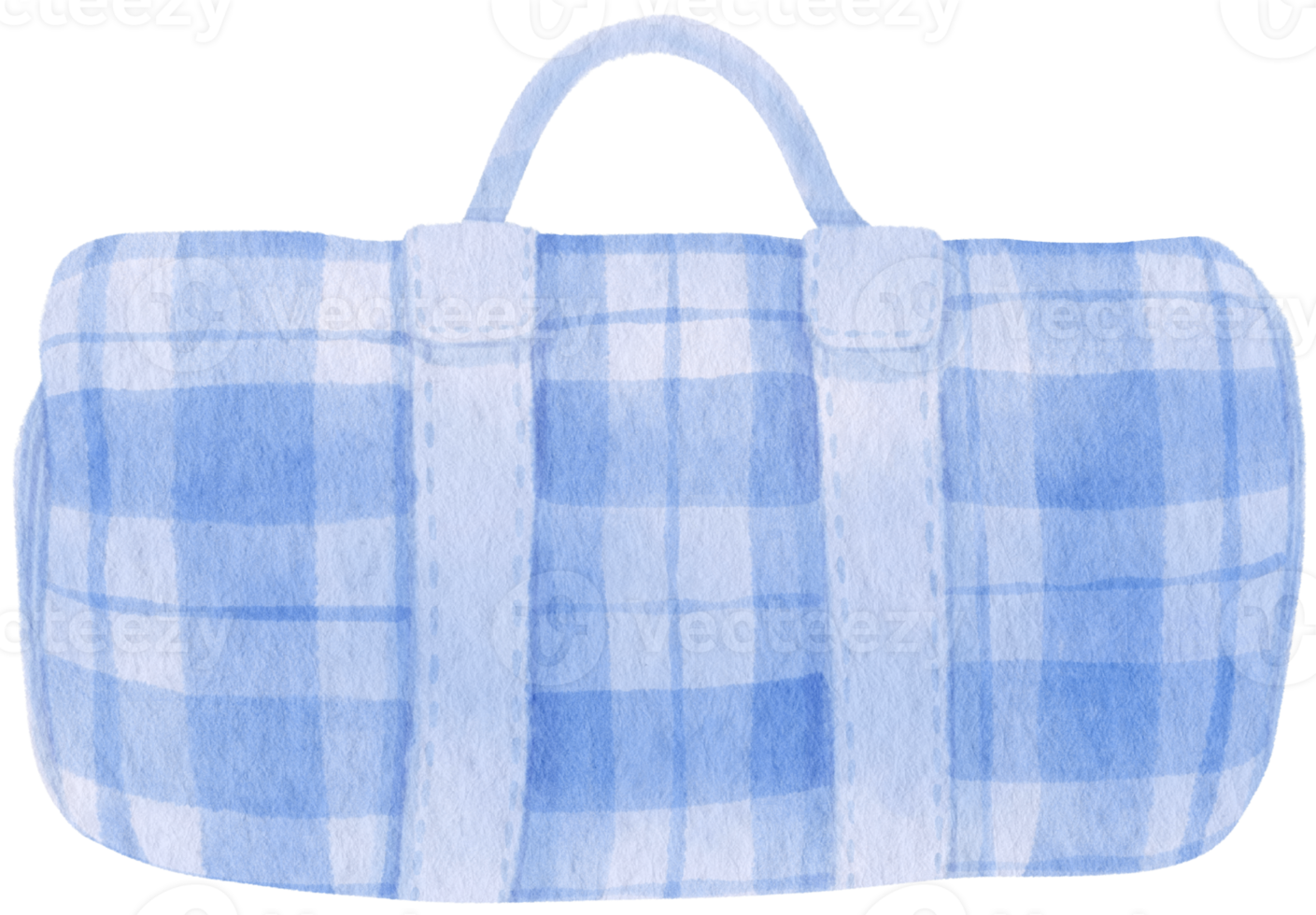 Blue Checkered Beach towel and picnic blanket in watercolor png