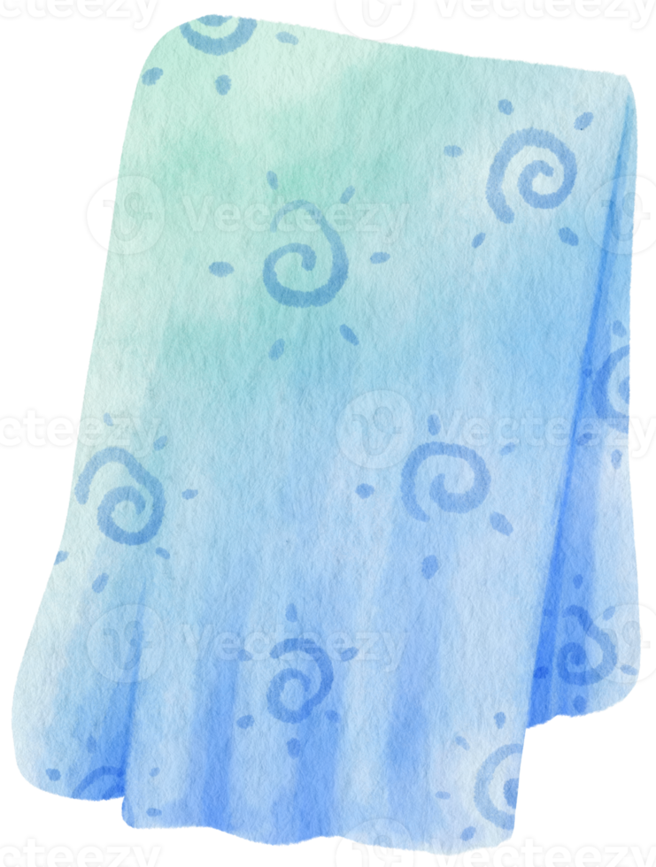 blauwe strandlaken en picknickdeken aquarel illustratie png