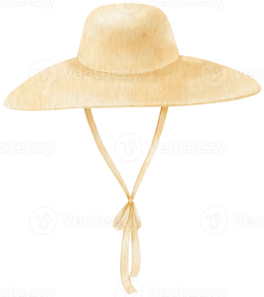 ilustración de acuarela de sombrero flexible de paja para la moda de verano png