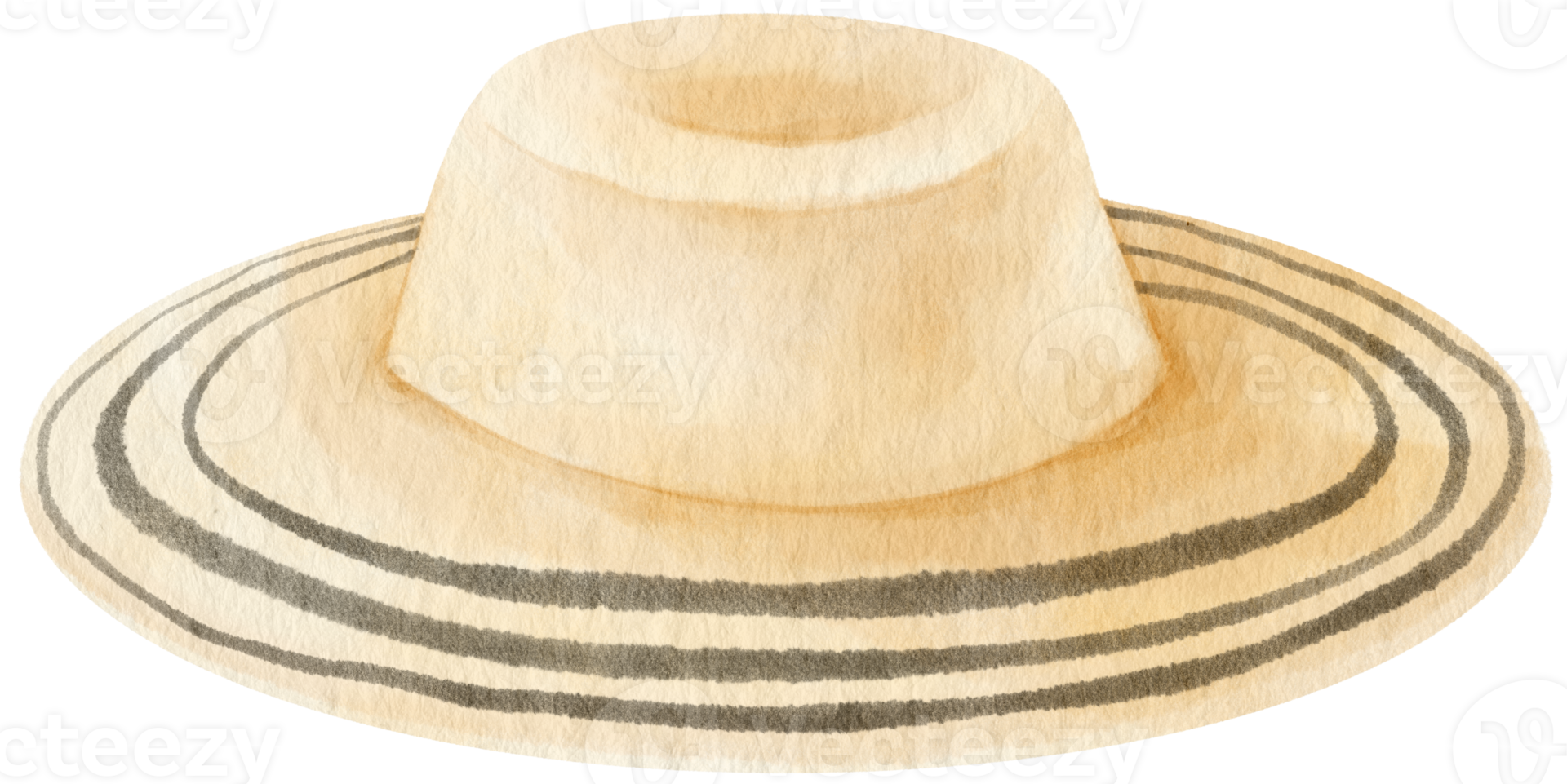 Straw Hat watercolor illustration for fashion outfit item png