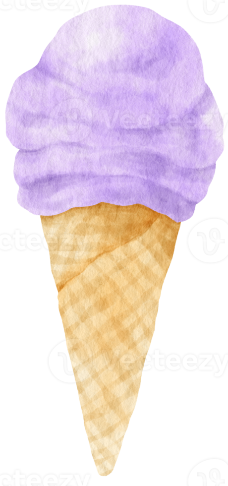 illustrazione dell'acquerello del cono gelato taro per elemento decorativo estivo png