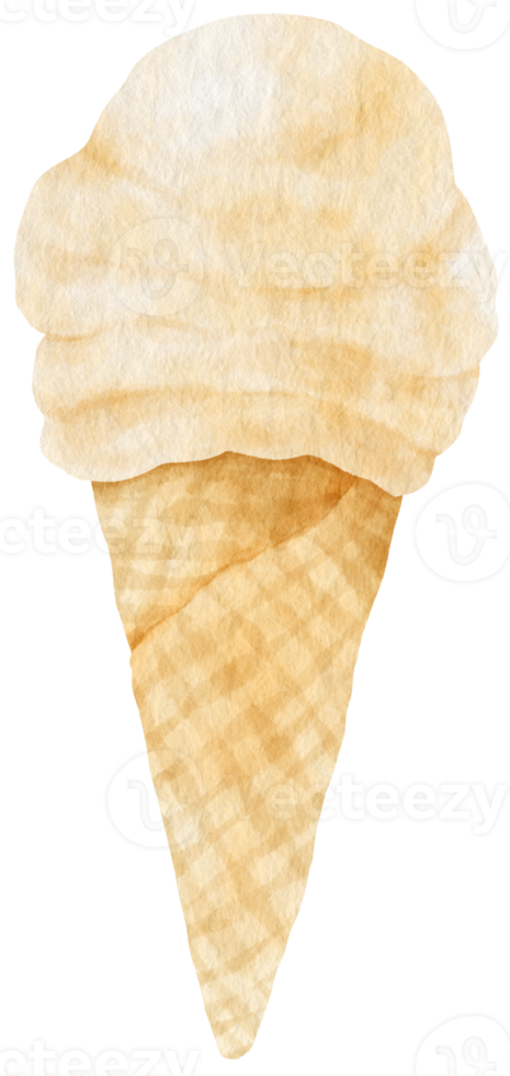 ilustración de acuarela de cono de helado de vainilla para elemento decorativo de verano png