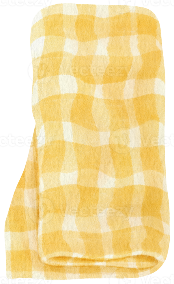 yellow Checkered Beach towel picnic blanket in watercolor png