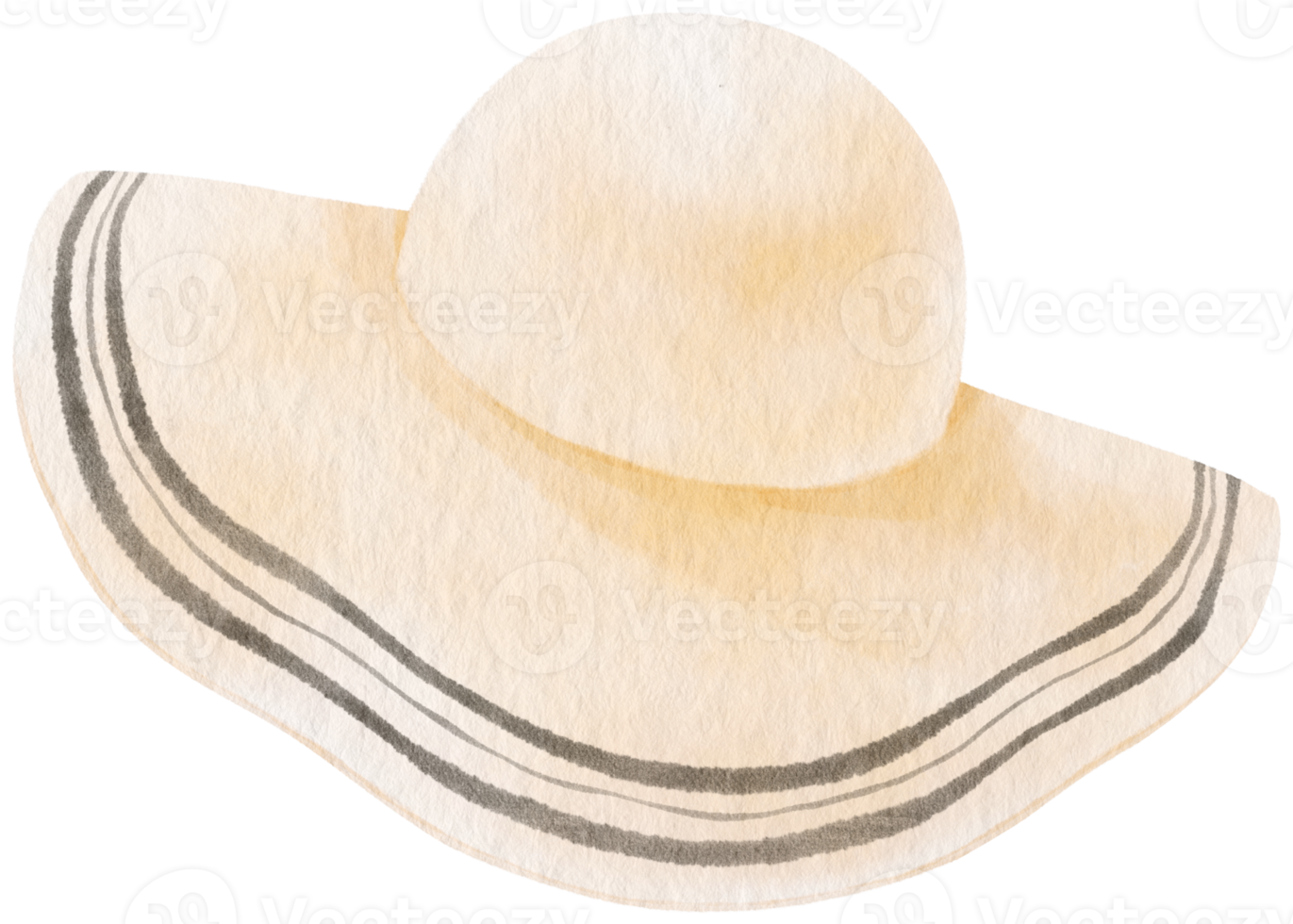 linda ilustración de acuarela de sombrero de paja blanca para elemento decorativo de verano png