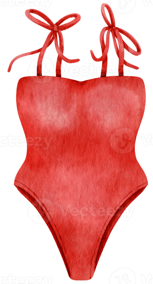 cute Red bikini swimsuits watercolor style for Summer item png