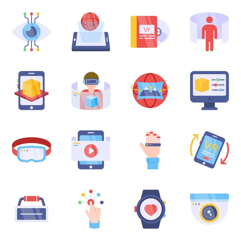 Pack of VR Technology Flat Icons vector