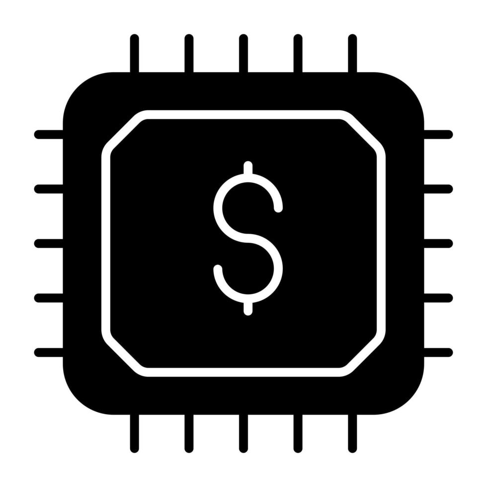 icono de diseño sólido del procesador financiero vector
