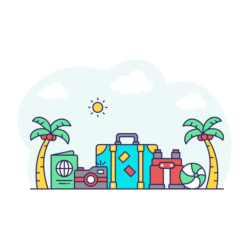 Beach tour illustration, editable vector