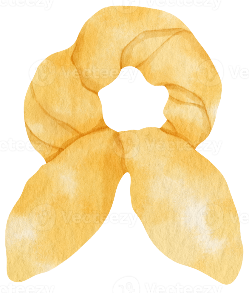 ilustração scrunchy amarela para elemento decorativo de moda png