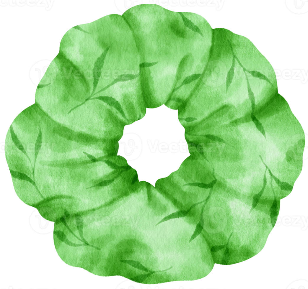 ilustração scrunchy verde para elemento decorativo de moda png