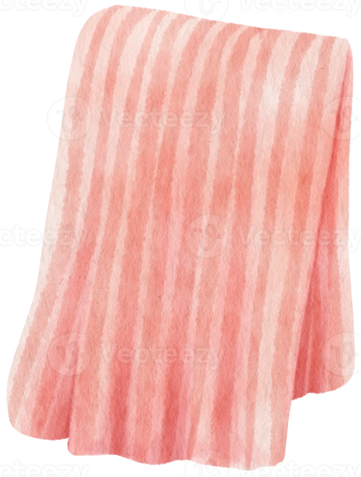 serviette de plage rose rayée couverture de pique-nique style aquarelle png