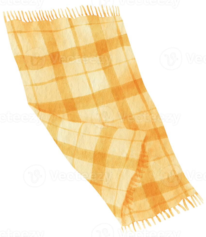yellow Checkered Beach towel picnic blanket in watercolor png