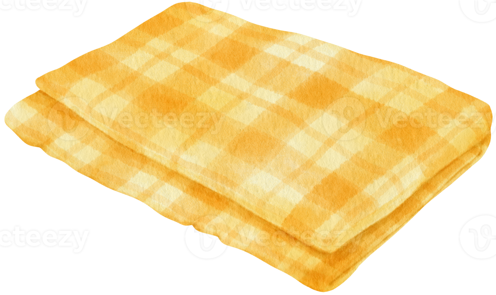 yellow Checkered Beach towel picnic blanket in watercolor png