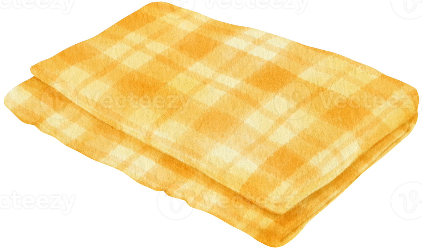 coperta da picnic con telo mare a scacchi gialli in acquerello png