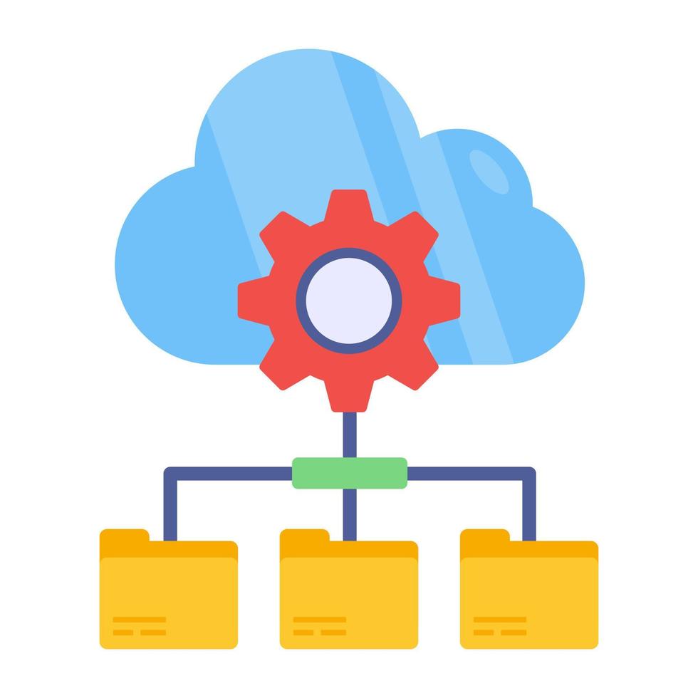 Conceptual flat design icon of cloud data management vector