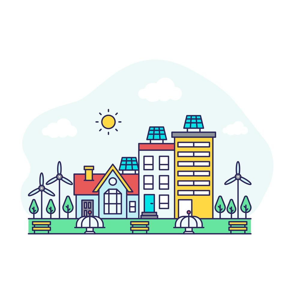 A beautiful building illustration of skyline vector