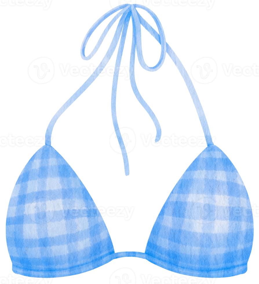 Blue bikini swimsuits watercolor style for summer decorative element png