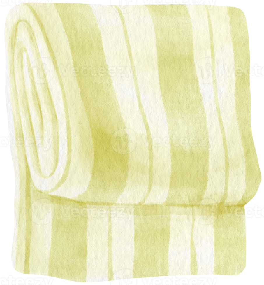 green striped beach towel picnic blanket watercolor style png
