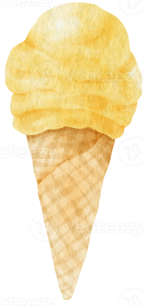 ilustração em aquarela de cone de sorvete de manga para elemento decorativo de verão png