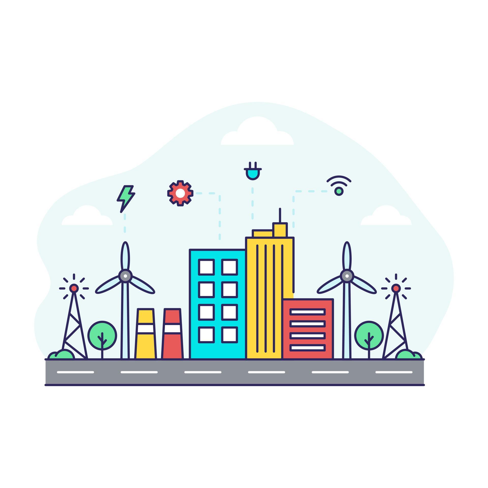 Modern design illustration of industrial building 9787421 Vector Art at