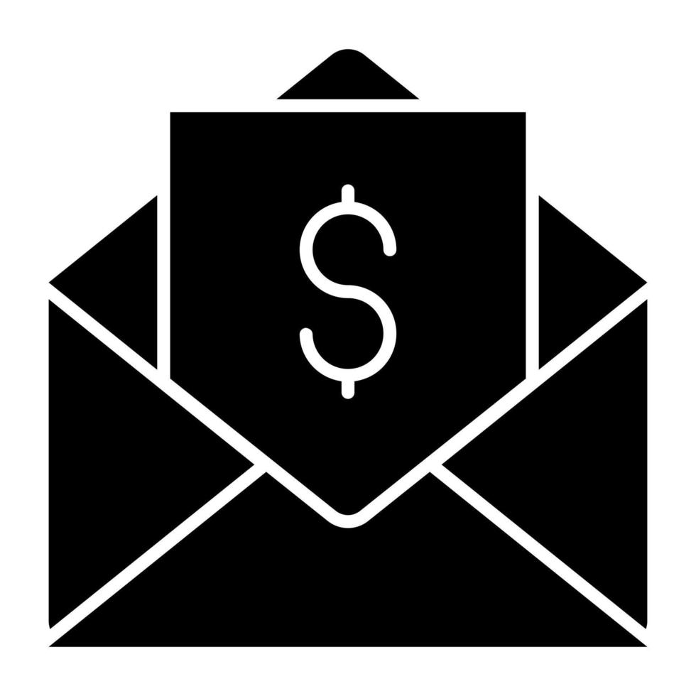 Money envelope icon in solid design vector