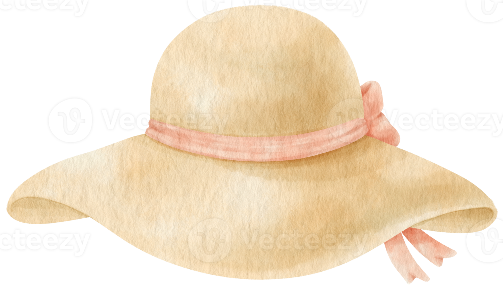 simpatico cappello di paglia con illustrazione ad acquerello a nastro per elemento decorativo estivo png