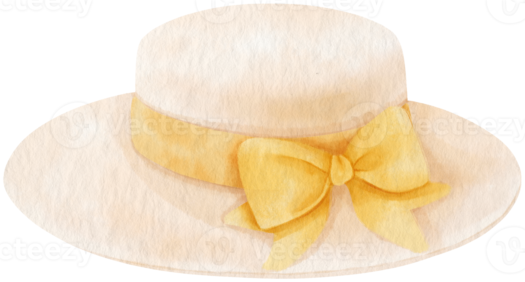 Cute Hat watercolor with yellow ribbon  illustration for Summer Decorative Element png