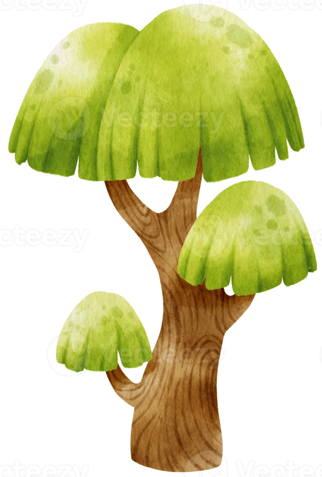 ilustración de acuarela de árbol para elemento decorativo png