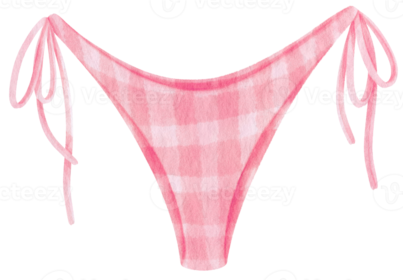 costumi da bagno bikini rosa motivo a scacchi stile acquerello per elemento decorativo png