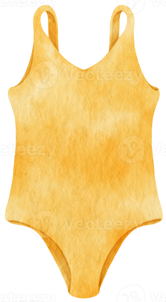 Yellow bikini swimsuits watercolor style for Summer Decorative Element png