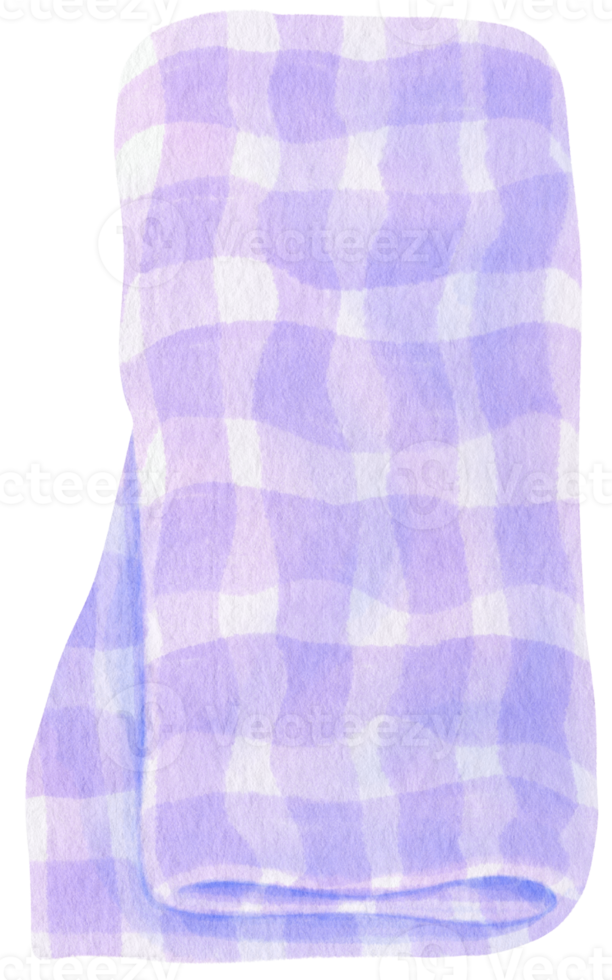 purple Checkered Beach towel picnic blanket in watercolor png