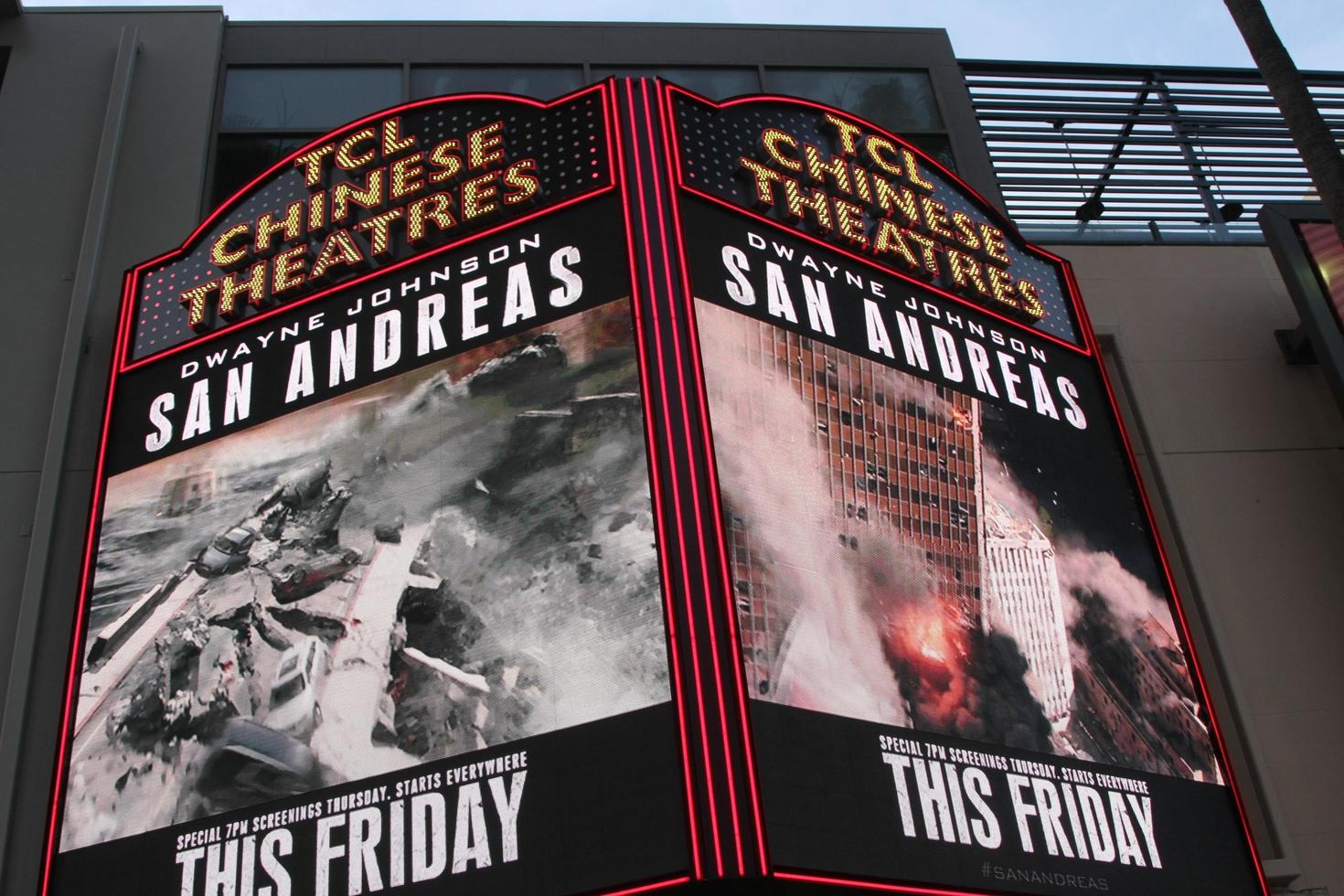 LOS ANGELES, MAY 26 - TCL Chinese Theater Marquee for San Andreas at the San Andreas World Premiere at the TCL Chinese Theater IMAX on May 26, 2015 in Los Angeles, CA photo