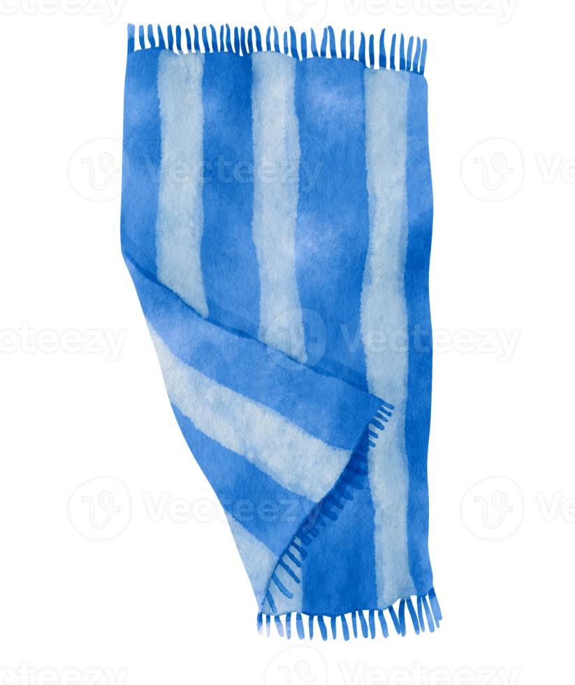 Striped beach towel and picnic blanket watercolor style png
