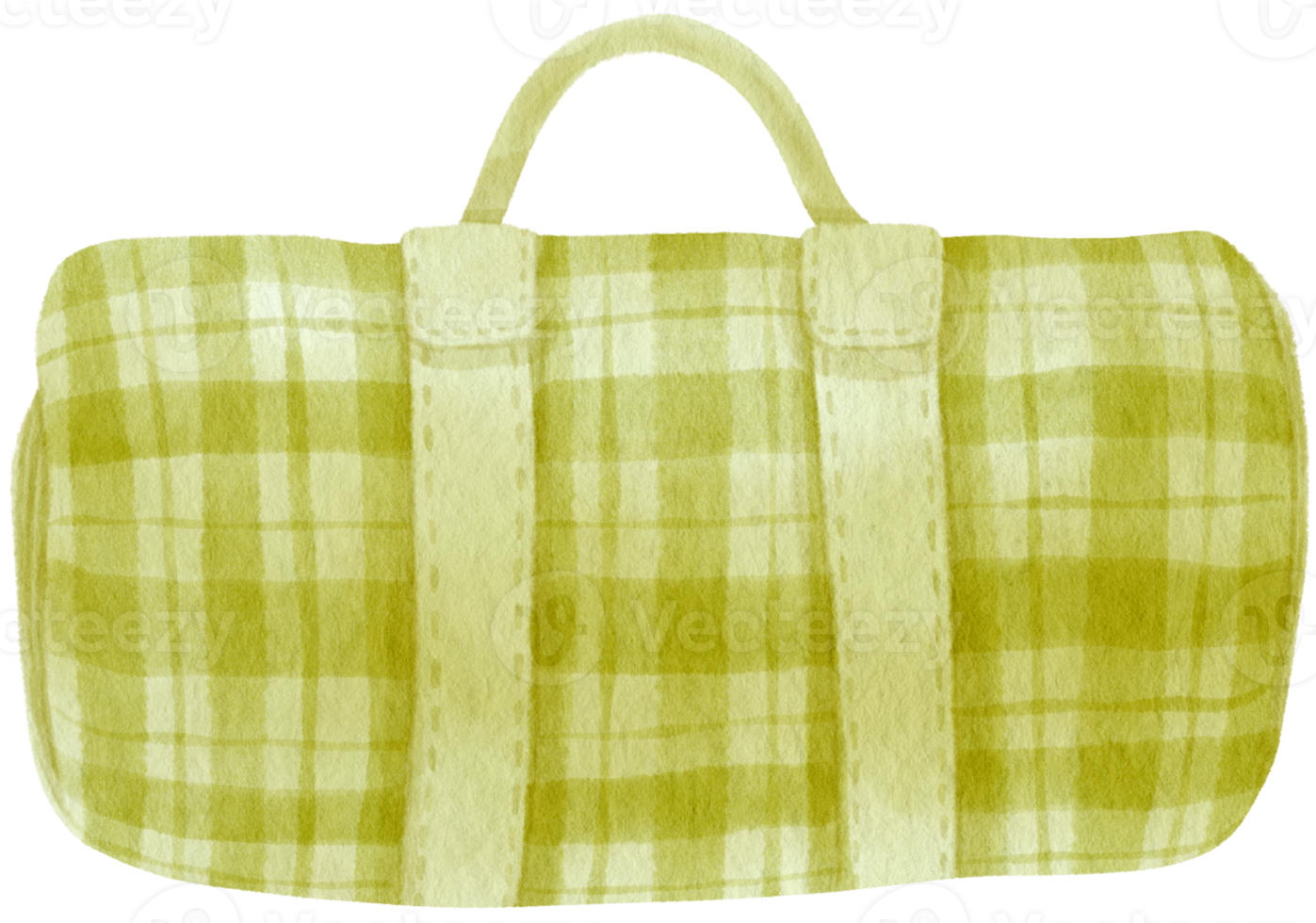 Green Checkered Beach towel and picnic blanket watercolor png