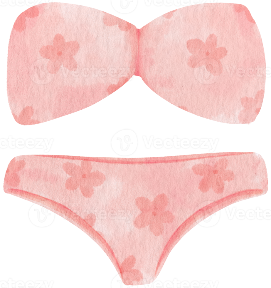 roze tweedelige bikini badpakken aquarel stijl voor decoratief element png