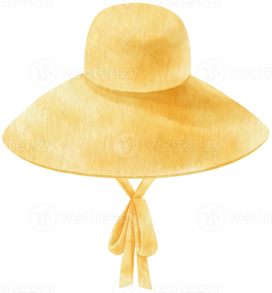 Cute Yellow Hat watercolor illustration for Summer Decorative Element png