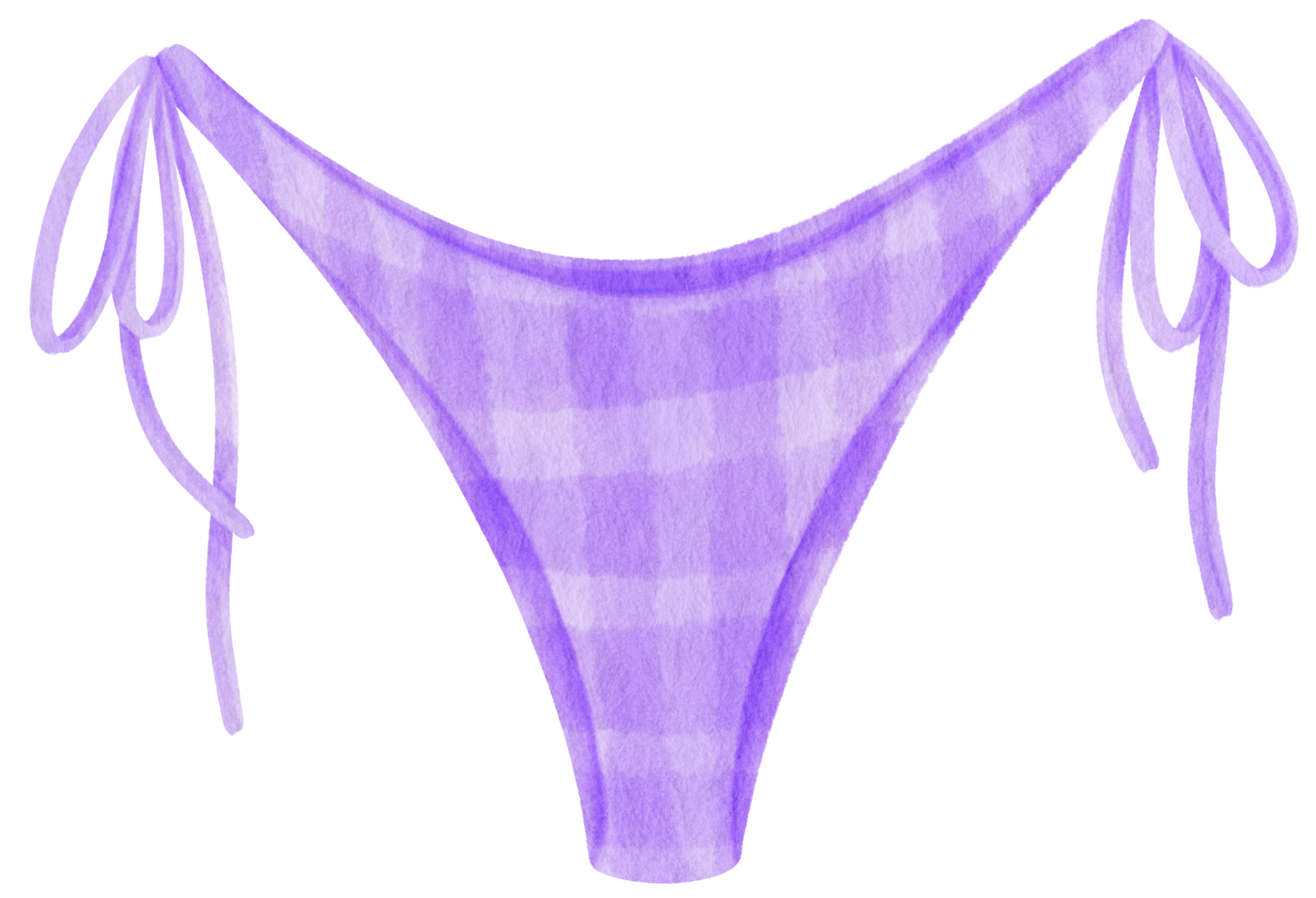 purple-checkered-pattern-two-piece-bikini-swimsuits-watercolor-style