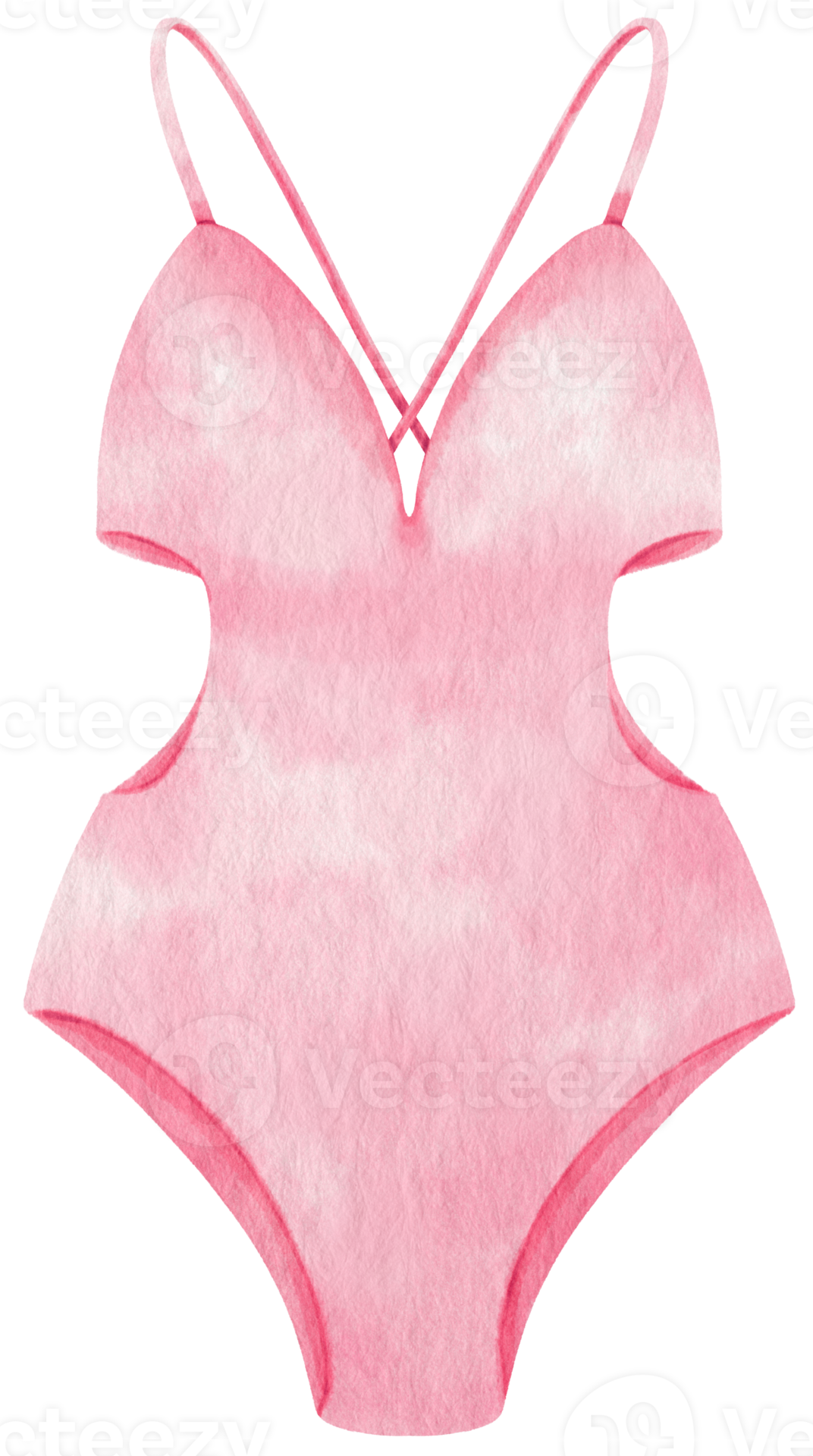 Pink one piece bikini swimsuits watercolor style for Decorative Element