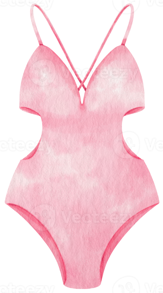 Pink one piece bikini swimsuits watercolor style for Decorative Element png