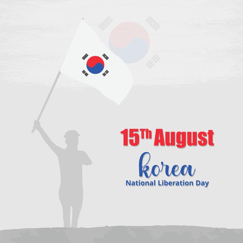 15 de agosto día de la liberación nacional de corea diseño de publicaciones en redes sociales vector