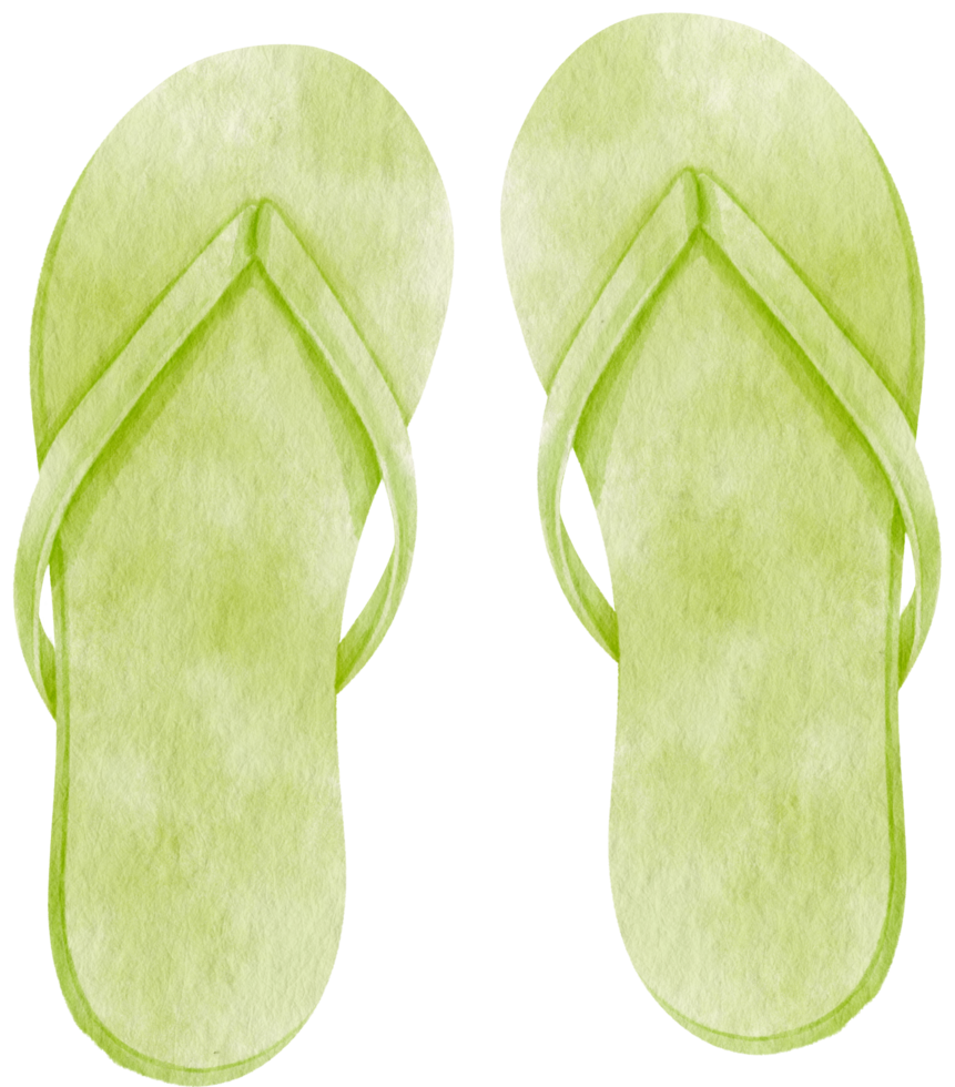 Green Sandals watercolor illustration for Summer Decorative Element png