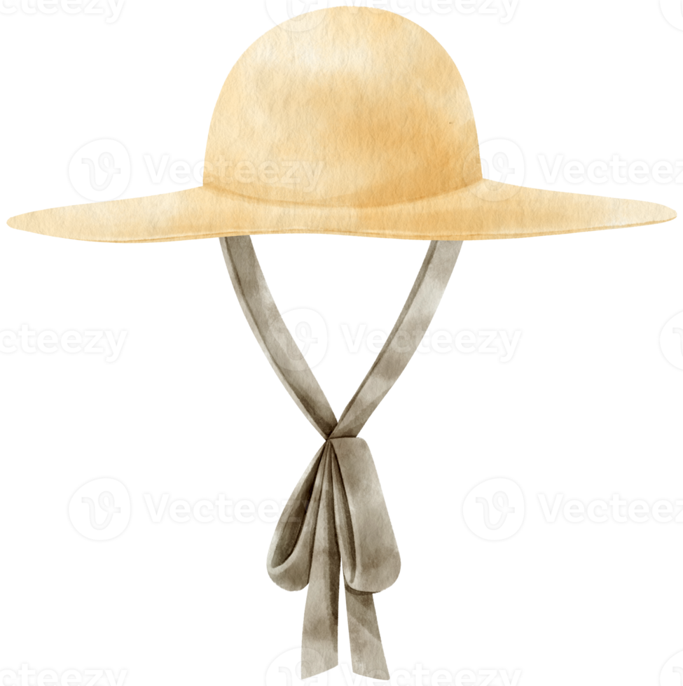 halmfloppy hatt akvarell illustration för sommarmode png