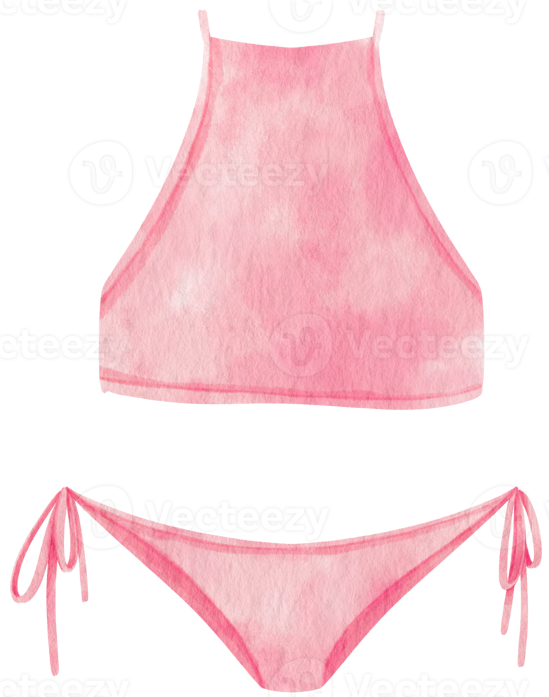 rosa zweiteilige Bikini-Badeanzüge im Aquarell-Stil für dekoratives Element png