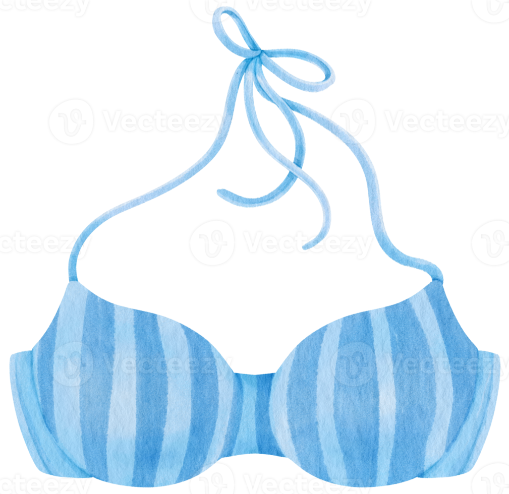 blauwe strepen bikini badpakken aquarel stijl voor zomer decoratief element png