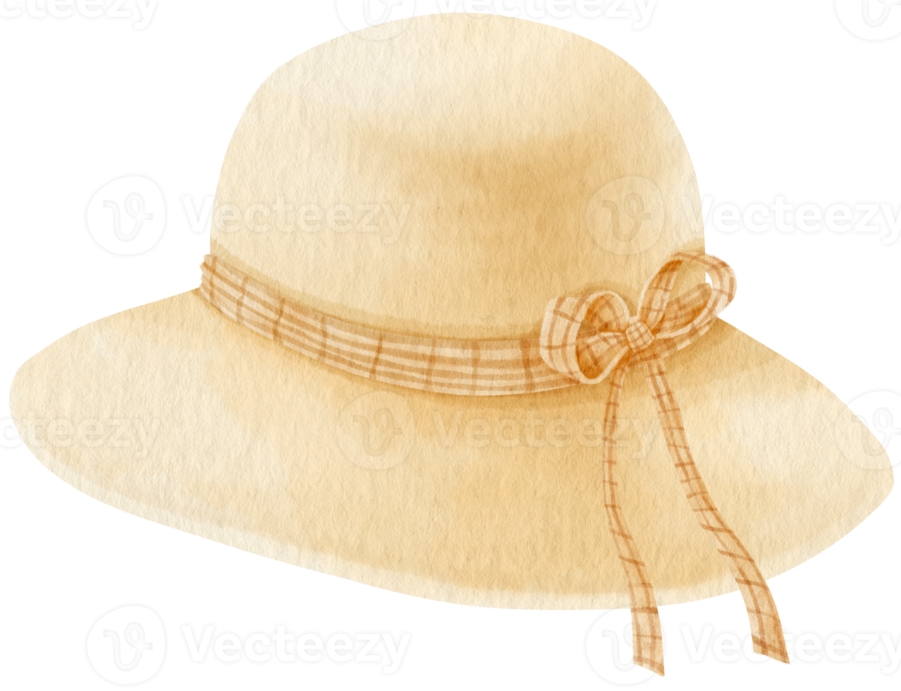 lindo sombrero de paja con ilustración de acuarela de cinta para elemento decorativo de verano png